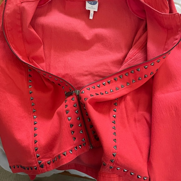 Diane Gilman Beautiful Orange Denim Jacket Stud Design Size 1X NWT - Picture 11 of 13